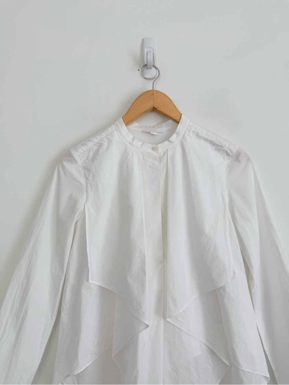COS Draped Front Cotton Shirt in White - Picture 5 of 9